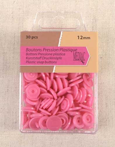 Not Specified Buttons Pink Plastic Snap Buttons 12mm, Box of 30 pieces 3589721395772 3589721395772