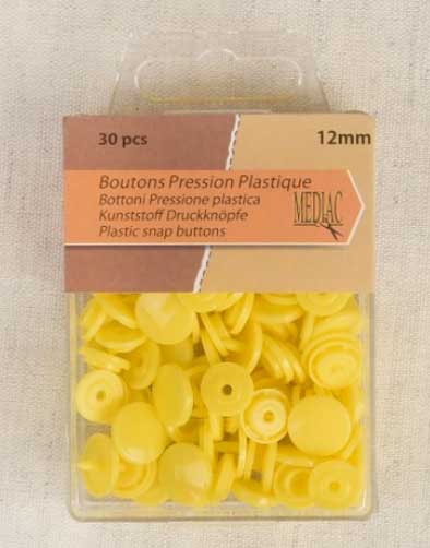 Not Specified Buttons Yellow Plastic Snap Buttons 12mm, Box of 30 pieces 3589721299919 3589721299919