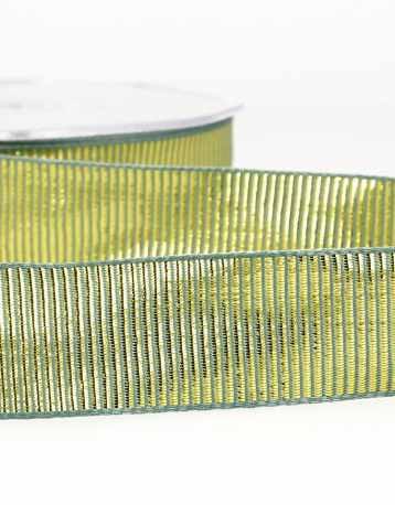 Not Specified Metallic Ribbon Khaki Green & Gold Metallic Gros Grain Ribbon 25mm 15714