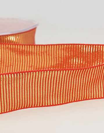 Not Specified Metallic Ribbon Red & Gold Metallic Gros Grain Ribbon 25mm 15705