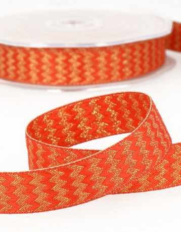 Not Specified Metallic Ribbon Red & Gold Metallic Zig Zag Ribbon 15mm 15701