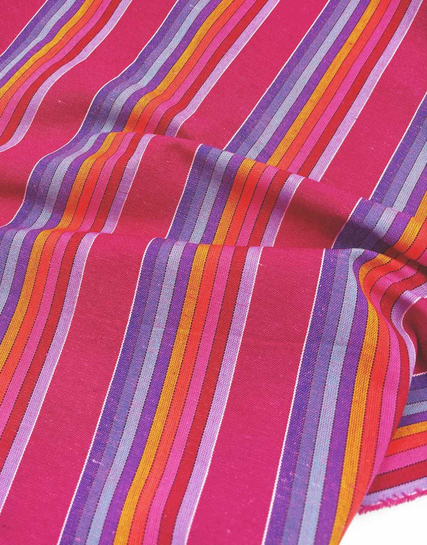 Fuchsia Rainbow Mexican Striped Fabric