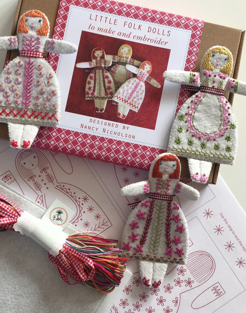 Nancy Nicholson Embroidery Three Little Folk Dolls Embroidery Kit, Nancy Nicholson 21109