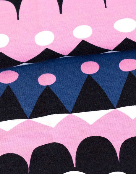 PaaPii Design Cotton Jersey Pink / Geometric Blueberry & Pink Jussi Organic Cotton Jersey Fabric, PaaPii Design 12414