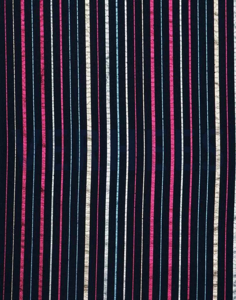 Not specified Cotton Black / Stripes Navy Cotton Lurex Stripe Fabric 14952