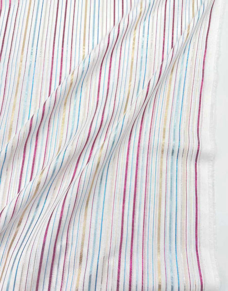 Not specified Cotton White / Stripes White Cotton Lurex Stripe Fabric 14951