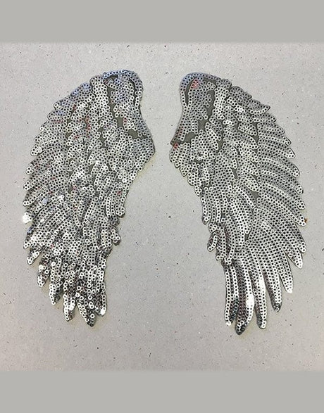 Petra Boase Iron on Patch Set of 2 Sequin Iron on Angel Wings, Gold or Silver