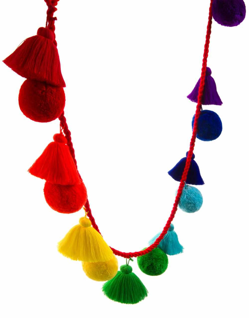 Rainbow Jumbo Pom Pom & Tassel Garland