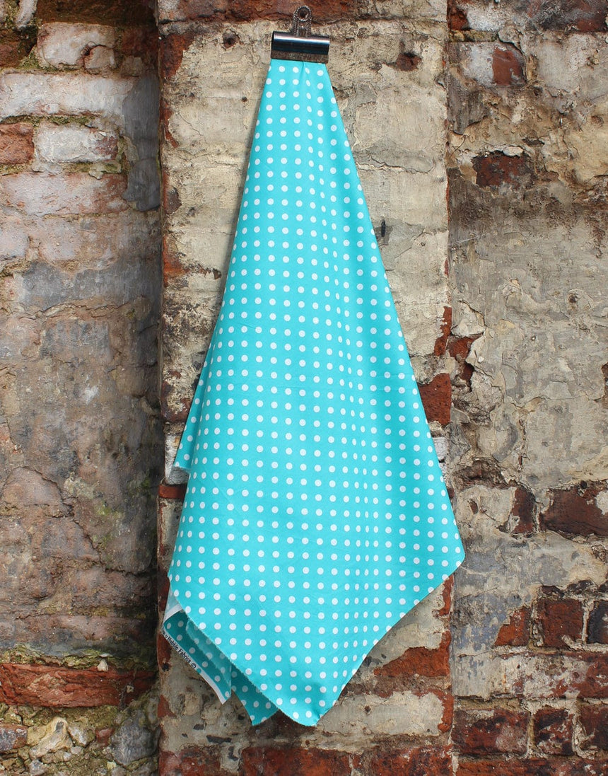 Not Specified Cotton Poplin Turquoise Spotty Cotton Poplin Fabric 75065378