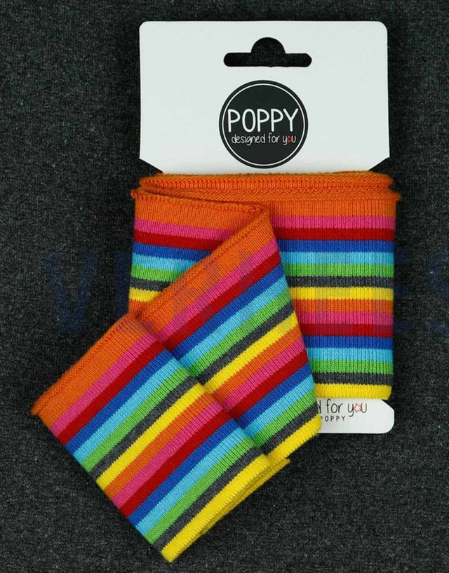 Not Specified Ribbing Multicolour / Stripes Rainbow Thin Stripe Cuffing by Poppy 14160