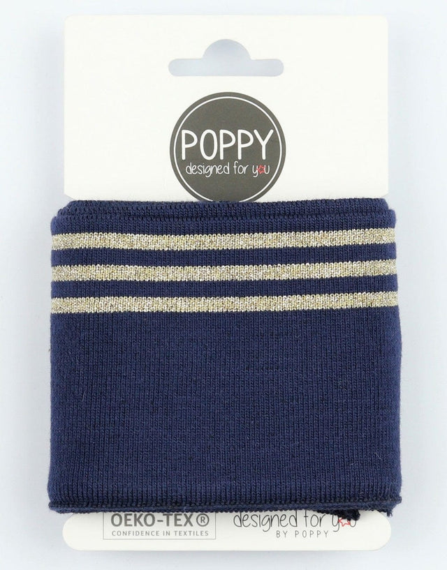 Not Specified Ribbing Navy and Gold Triple Striped Cuffing by Poppy 12630