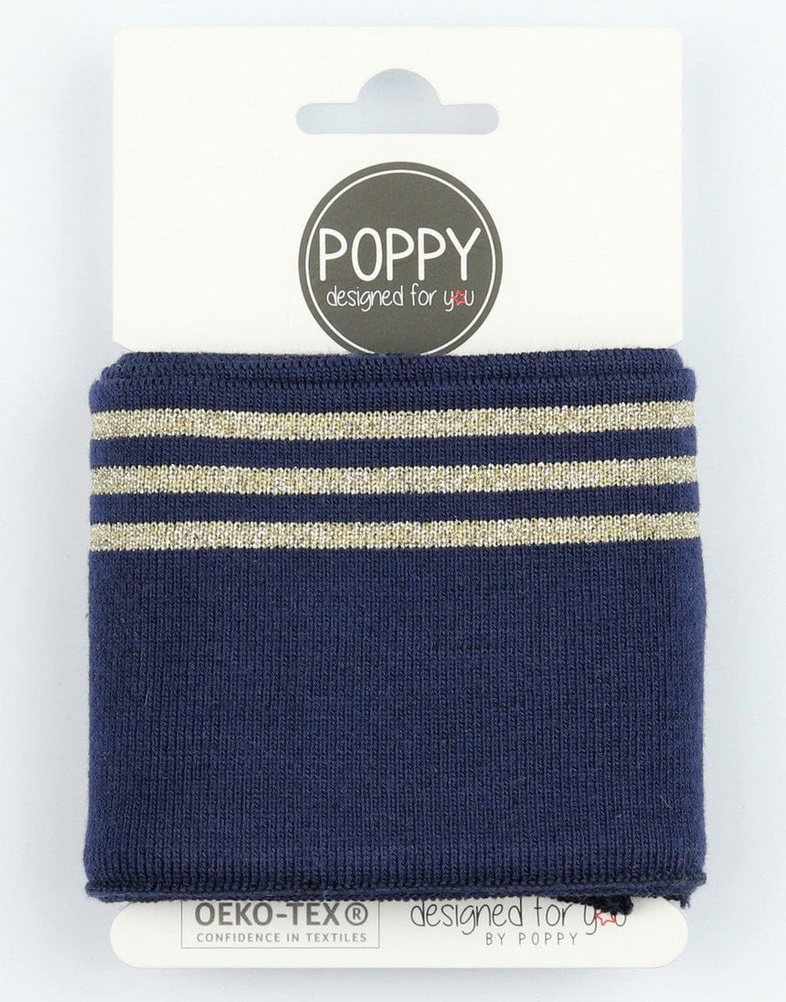 Not Specified Ribbing Navy and Gold Triple Striped Cuffing by Poppy 12630