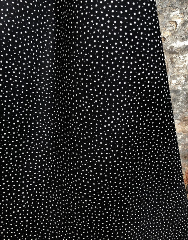 Not Specified Cotton Poplin Black / Stars Small Star & Dot Black & White Printed Cotton Fabric 40007