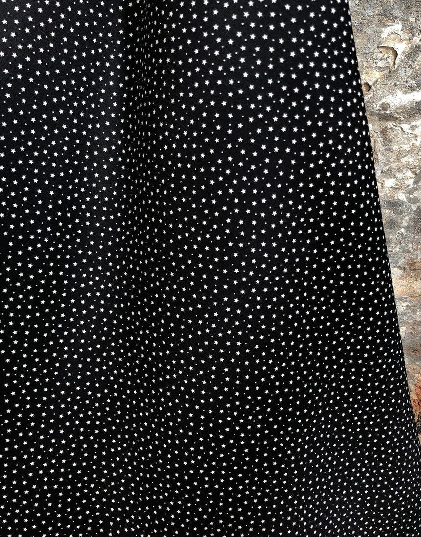 Not Specified Cotton Poplin Black / Stars Small Star & Dot Black & White Printed Cotton Fabric 40007