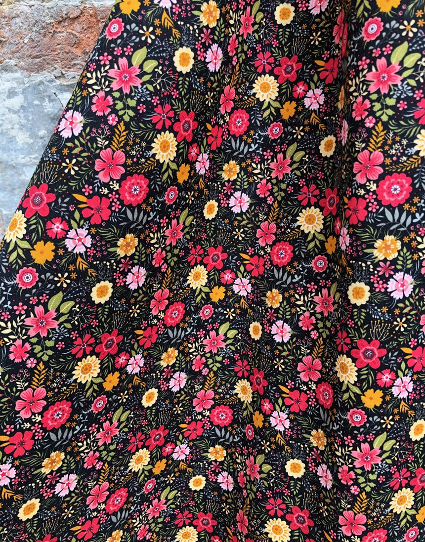 Not Specified Cotton Poplin Black / Floral Bright Autumnal Floral Printed Cotton Fabric BrightAutumnalDefaultTitle