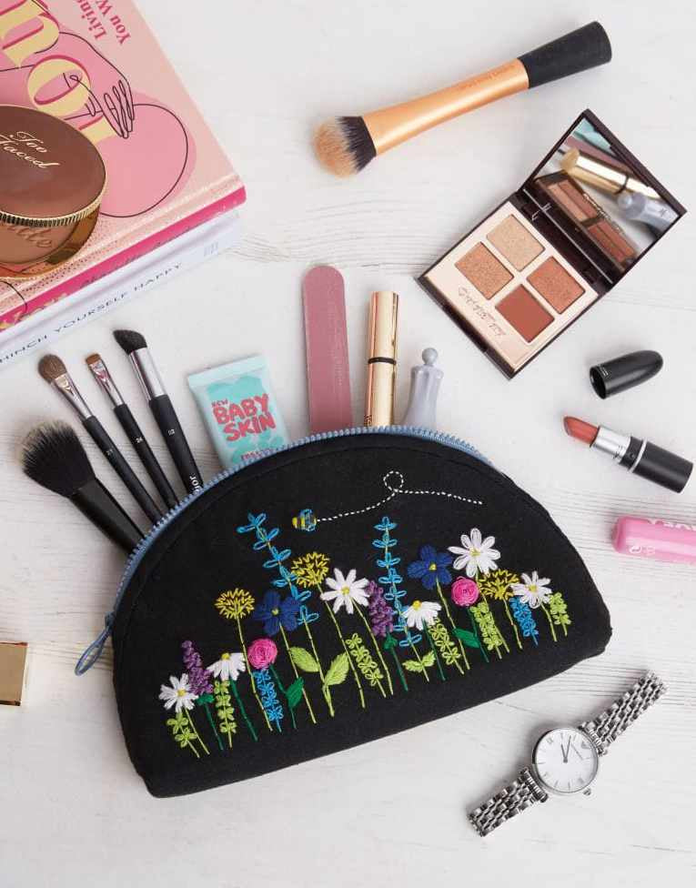 Floral Embroidered Makeup Bag Sewing Kit