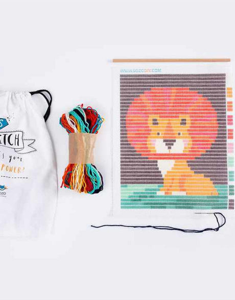 Sozo Children's Craft Kits Lion Wall Art Needlepoint Kit, Sozo DIY 608631393418 608631393418