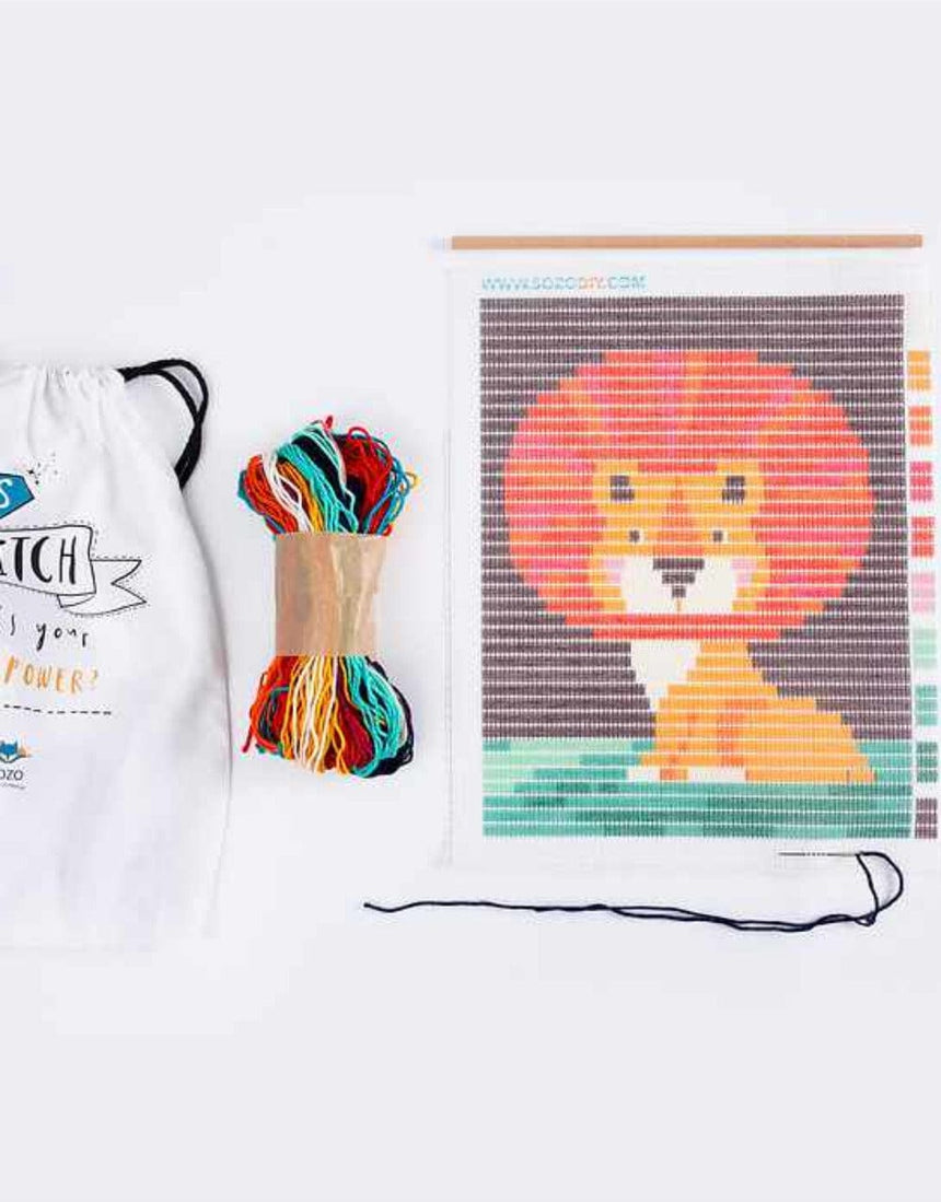 Sozo Children's Craft Kits Lion Wall Art Needlepoint Kit, Sozo DIY 608631393418 608631393418