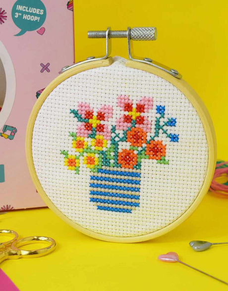 The Make Arcade Cross Stitch Wild Flower Vase Mini Cross Stitch Kit, The Make Arcade 13333