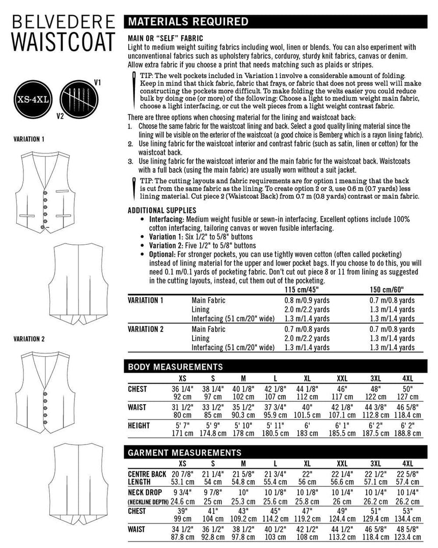 Thread Theory Coats & Jackets Belvedere Waistcoat Men's Sewing Pattern, Thread Theory 40971810