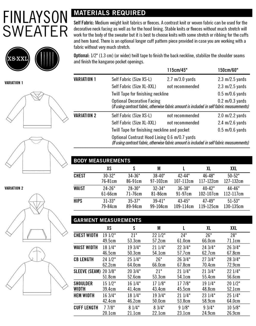 Thread Theory Tops Shirts & Blouses Finlayson Men's Sweater Hoodie Sewing Pattern, Thread Theory 56371490