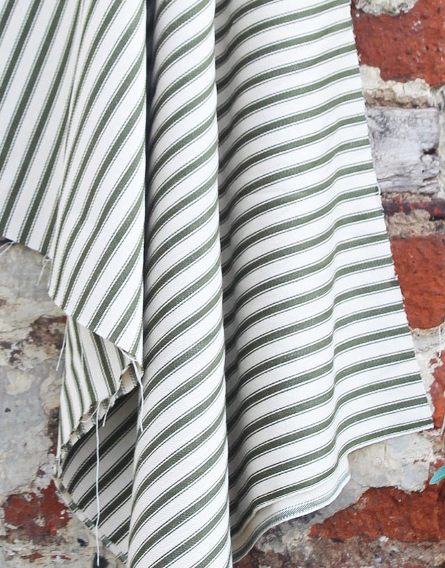 Not Specified Ticking Green / Stripes Cotton Ticking Stripe Fabric, Olive 03687714