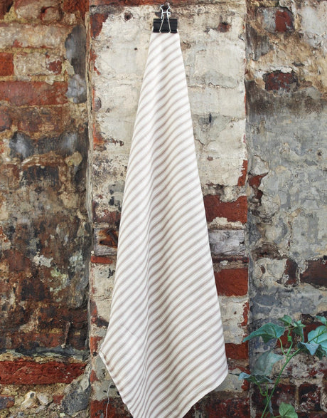 Not Specified Ticking Brown / Stripes Cotton Ticking Stripe Fabric, Taupe 14861602