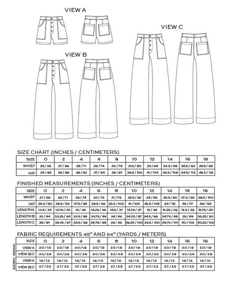 True Bias Trousers & Shorts Lander Trousers & Shorts Womens Sewing Pattern, True Bias 653334721884 653334721884