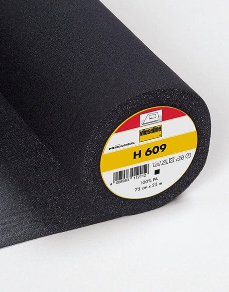 Vilene Interfacing Vilene Iron-On Knit Interfacing, Light Weight Black H609, 75cm wide 4008983112112 4008983112112