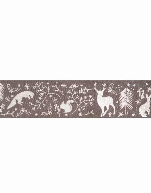 Not specified Ribbon & Trimming Grey Wild Wood Christmas Ribbon, 25mm 5024264157855 5024264157855